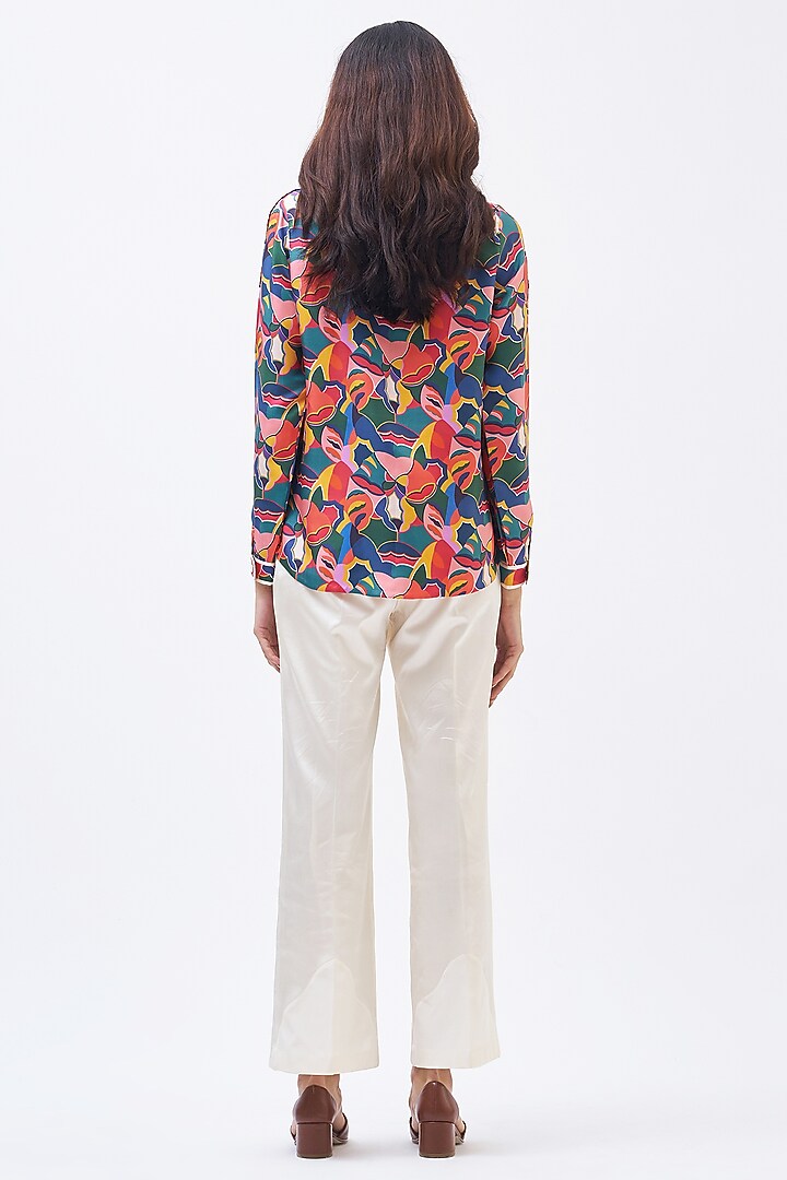 Multi-Colored Silk Twill Printed Shirt by Kshitij Jalori at Pernia's Pop Up Shop