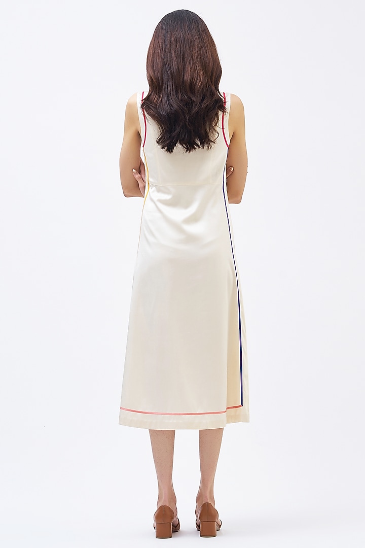 White Silk Satin Crepe Vacation Dress by Kshitij Jalori at Pernia's Pop Up Shop