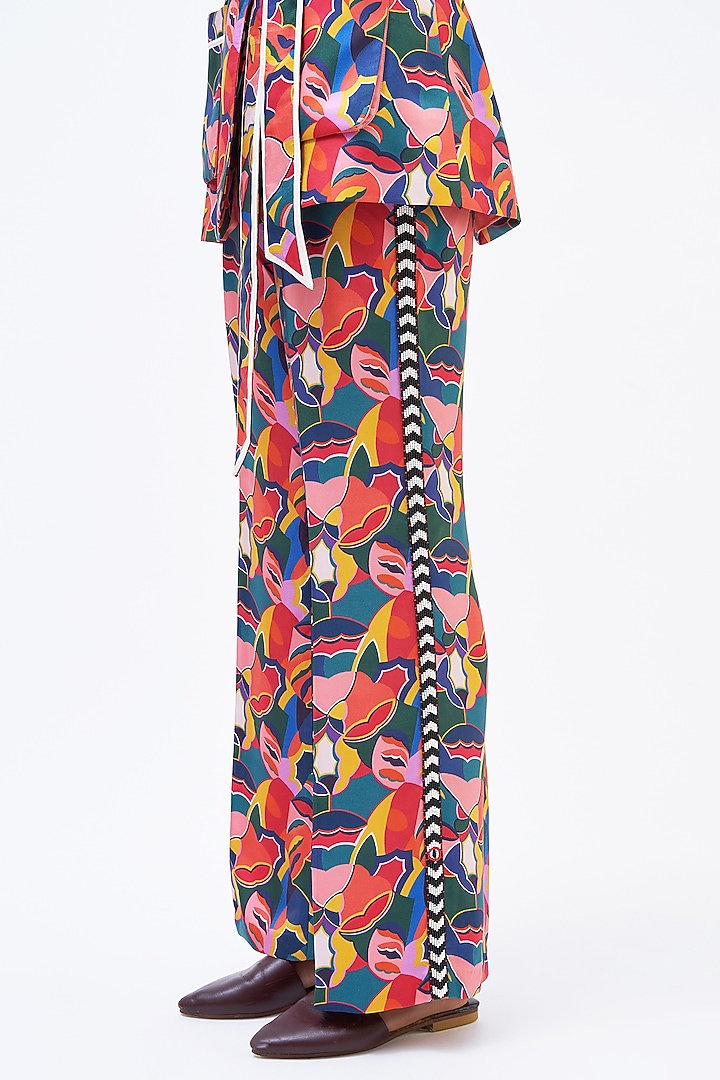 Multi-Colored Silk Twill Printed Pant Suit Set by Kshitij Jalori at Pernia's Pop Up Shop