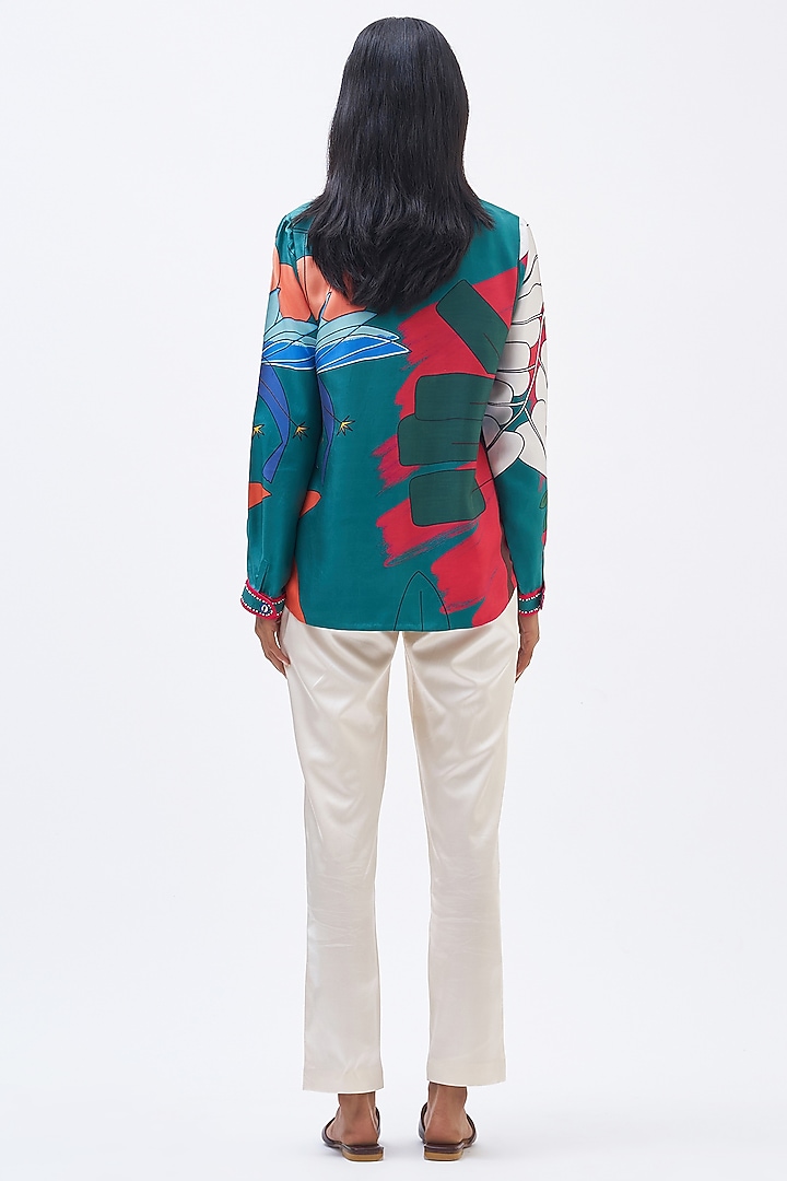 Emerald Silk Twill Shirt by Kshitij Jalori at Pernia's Pop Up Shop