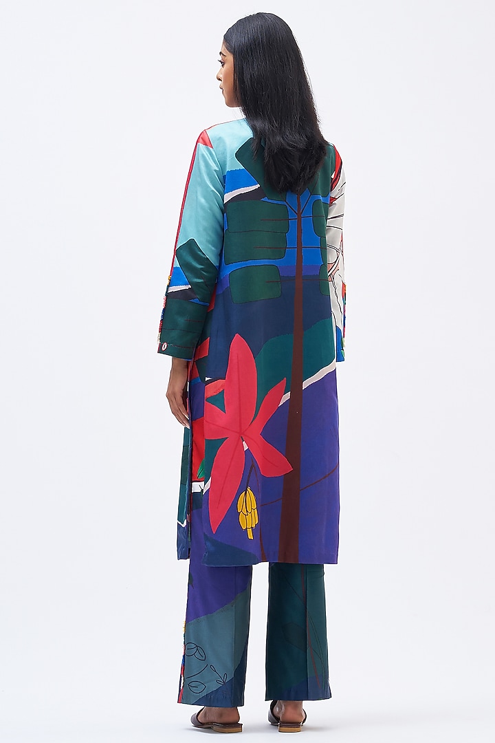 Multi-Colored Cotton Silk Satin Kurta Set by Kshitij Jalori at Pernia's Pop Up Shop