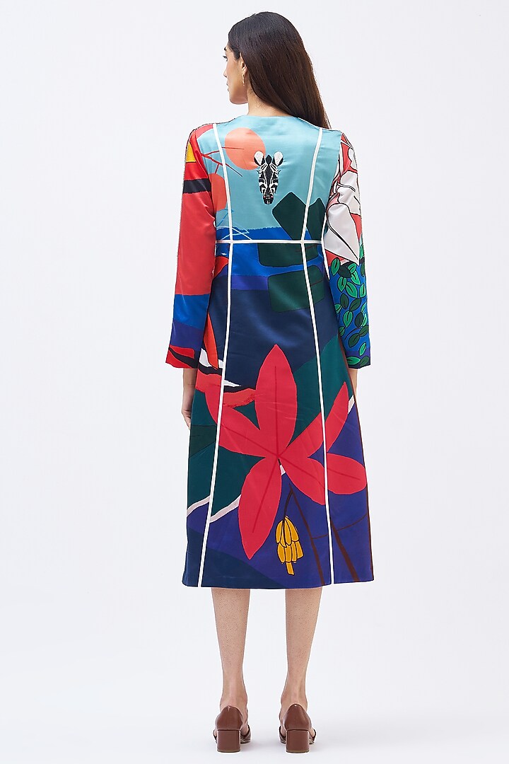 Multi-Colored Silk Satin Crepe Cocktail Dress by Kshitij Jalori at Pernia's Pop Up Shop