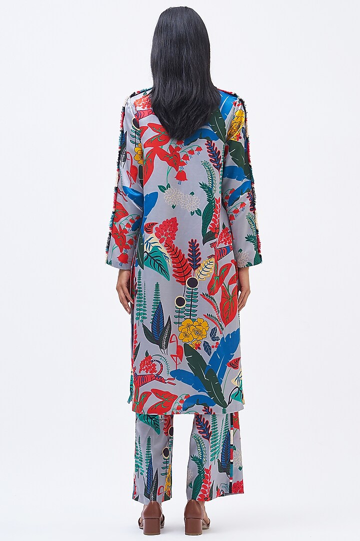 Multi-Colored Cotton Silk Satin Kurta Set by Kshitij Jalori at Pernia's Pop Up Shop