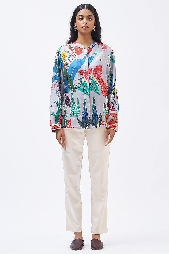Multi-Colored Silk Twill Shirt by Kshitij Jalori at Pernia's Pop Up Shop