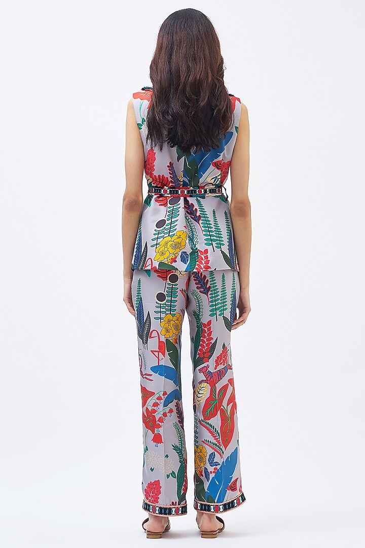 Multi-Colored Silk Twill Pant Set by Kshitij Jalori at Pernia's Pop Up Shop