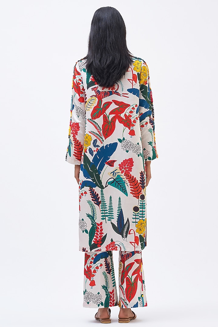 Multi-Colored Cotton Silk Satin Kurta Set by Kshitij Jalori at Pernia's Pop Up Shop