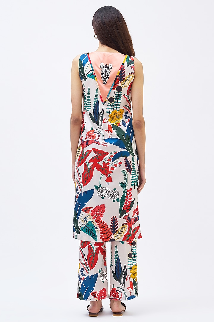 Multi-Colored Cotton Silk Satin Kurta Set by Kshitij Jalori at Pernia's Pop Up Shop