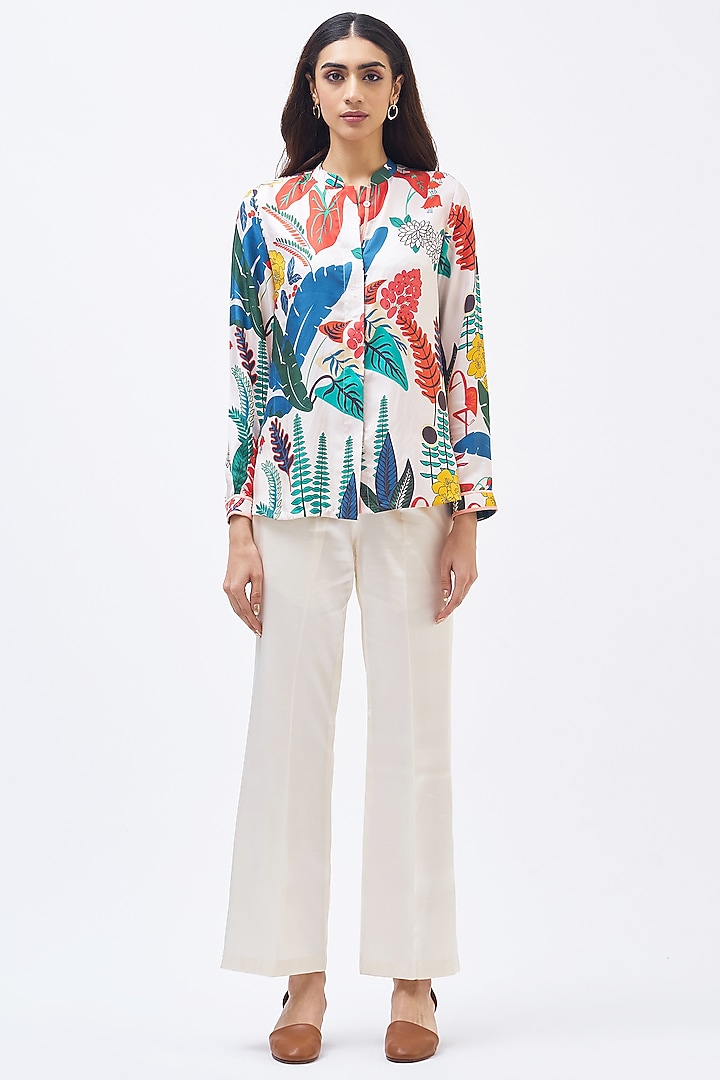 Multi-Colored Silk Twill Shirt by Kshitij Jalori at Pernia's Pop Up Shop