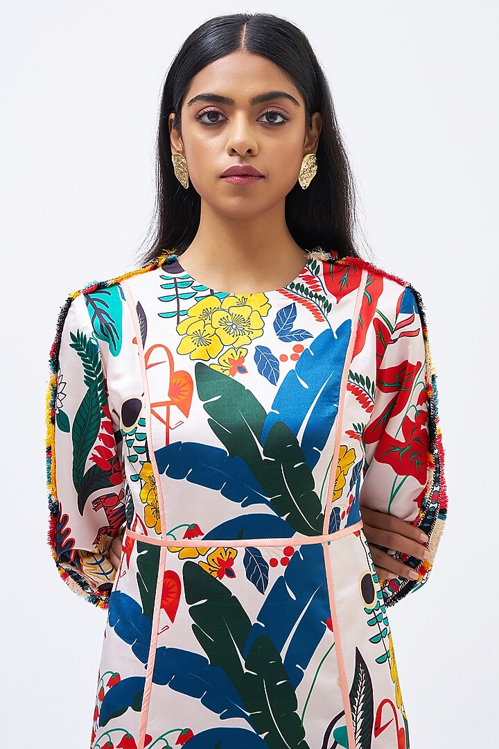 Multi-Colored Silk Satin Crepe Cocktail Dress by Kshitij Jalori at Pernia's Pop Up Shop
