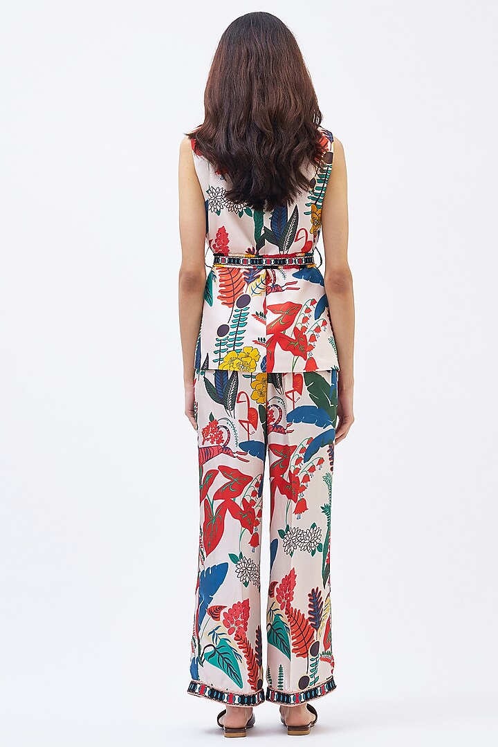 Multi-Colored Silk Twill Pant Set by Kshitij Jalori at Pernia's Pop Up Shop