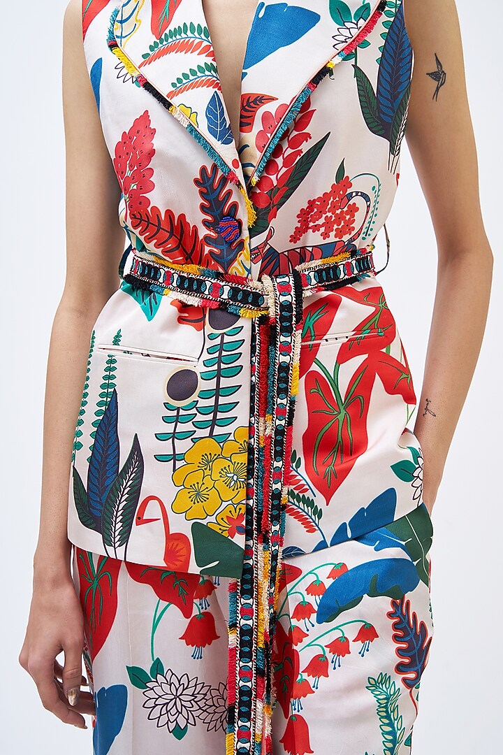 Multi-Colored Silk Twill Pant Set by Kshitij Jalori at Pernia's Pop Up Shop