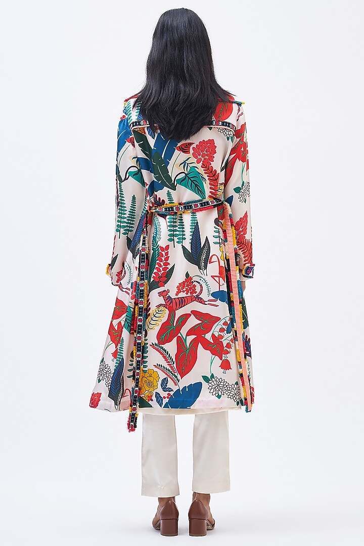 Multi-Colored Silk Twill Trench Jacket by Kshitij Jalori at Pernia's Pop Up Shop