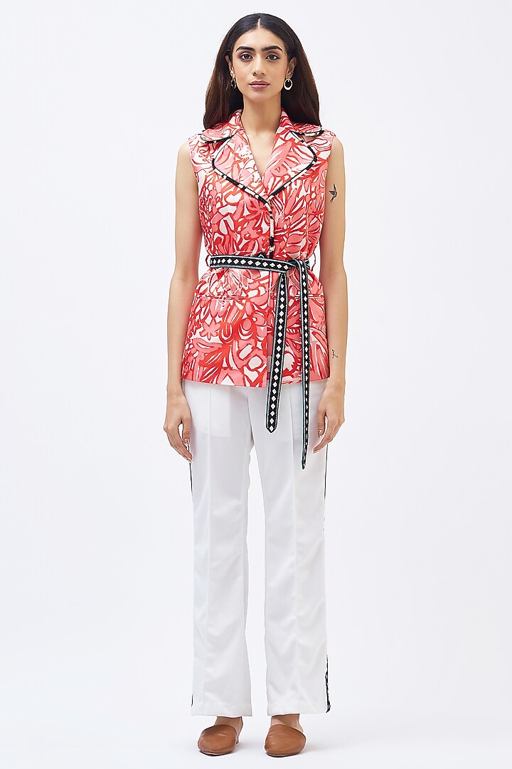 White Silk Twill Pant Set by Kshitij Jalori at Pernia's Pop Up Shop
