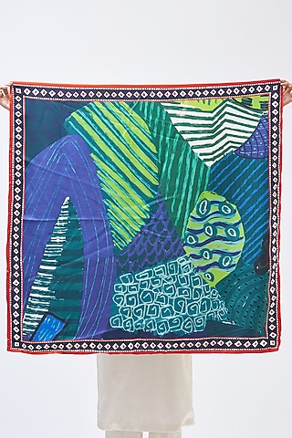 Forest Green Silk Twill Scarf by Kshitij Jalori