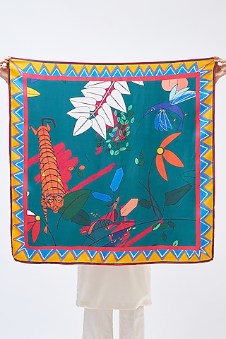 Emerald Silk Twill Scarf by Kshitij Jalori