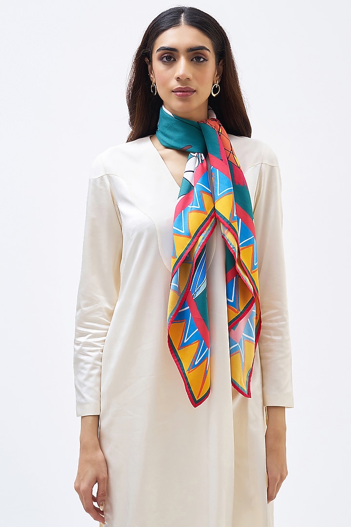 Emerald Silk Twill Scarf by Kshitij Jalori at Pernia's Pop Up Shop