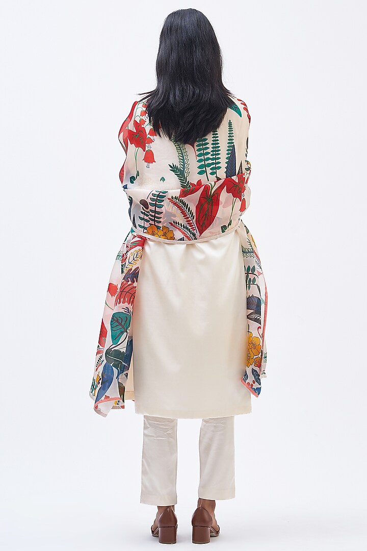 Multi-Colored Silk Satin Organza Dupatta by Kshitij Jalori at Pernia's Pop Up Shop