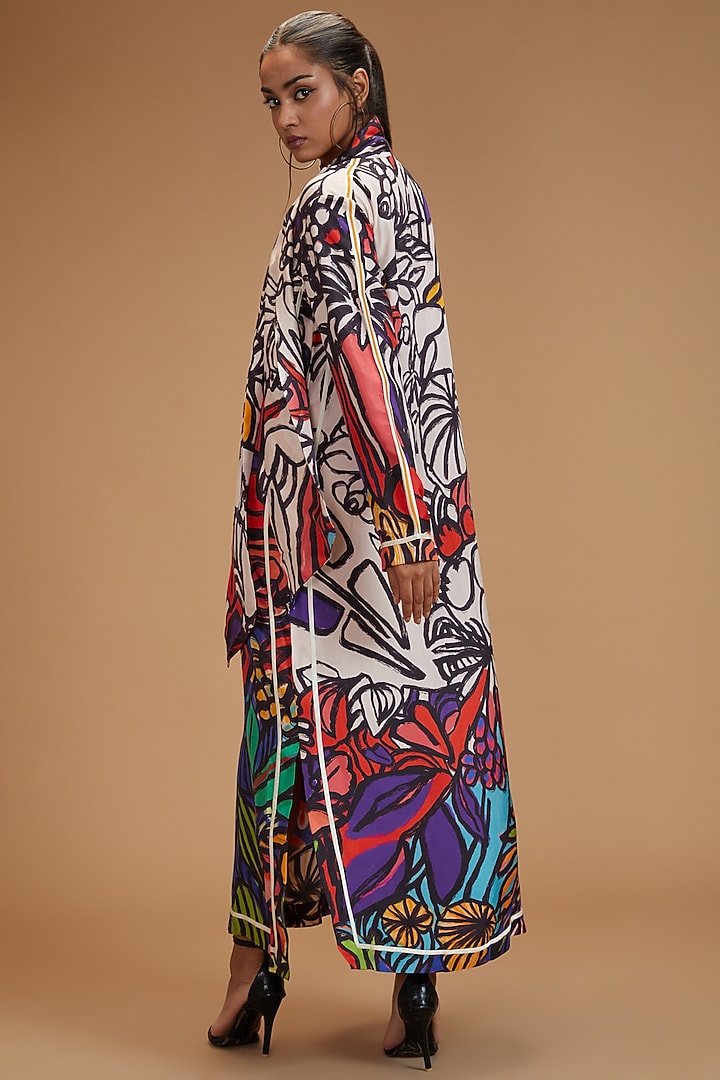 Multi-Colored Cotton Silk Satin Printed Kaftan by Kshitij Jalori at Pernia's Pop Up Shop