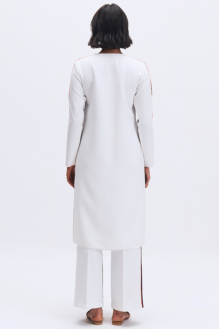 Deep Navy Italian Crepe Kurta Set by Kshitij Jalori at Pernia's Pop Up Shop