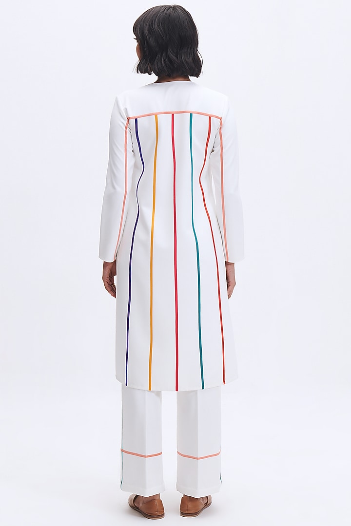 White Italian Crepe Kurta Set by Kshitij Jalori at Pernia's Pop Up Shop