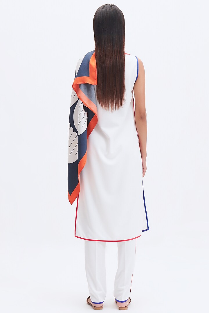 White Italian Crepe Kurta Set by Kshitij Jalori at Pernia's Pop Up Shop