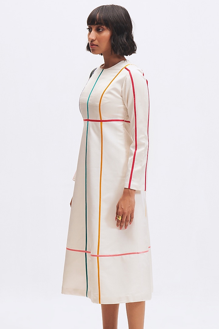 White Silk Satin Crepe Vacation Dress by Kshitij Jalori at Pernia's Pop Up Shop