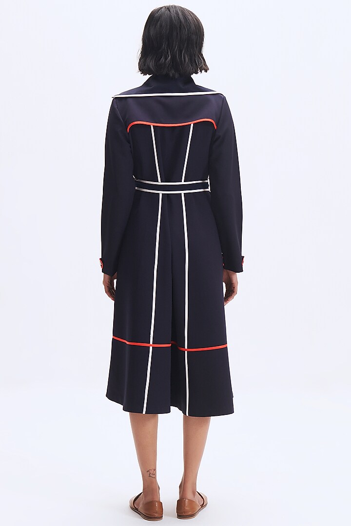 Deep Navy Italian Crepe Cocktail Dress by Kshitij Jalori at Pernia's Pop Up Shop