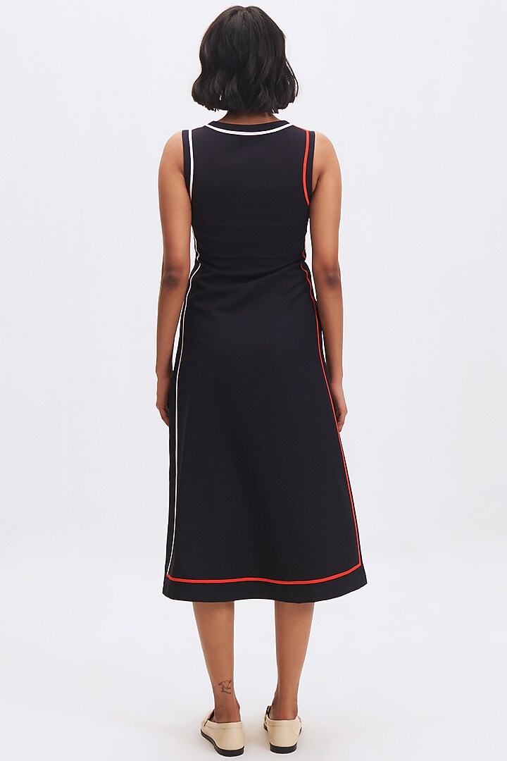 Deep Navy Italian Crepe Trench Vacation Dress by Kshitij Jalori at Pernia's Pop Up Shop