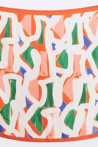 Multi-Colored Silk Twill Printed Scarf by Kshitij Jalori