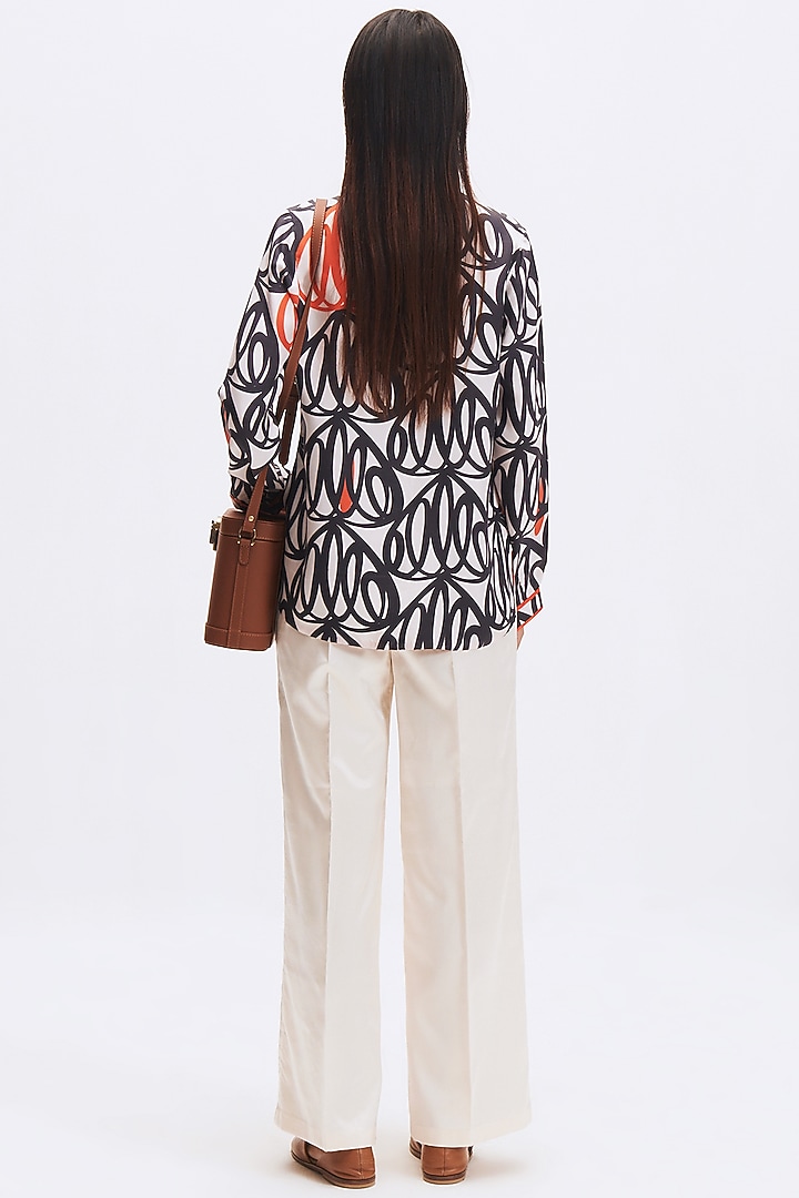 White Silk Twill Printed Shirt by Kshitij Jalori at Pernia's Pop Up Shop