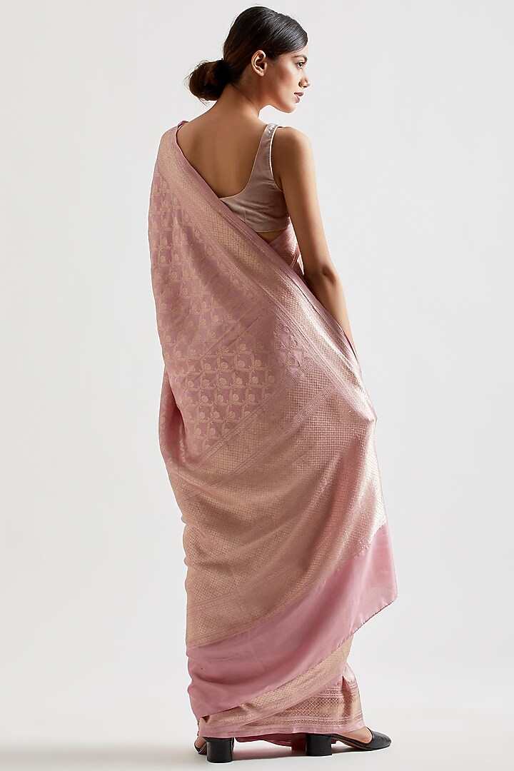 Pale Pink Silk Wedding Saree by Kshitij Jalori at Pernia's Pop Up Shop