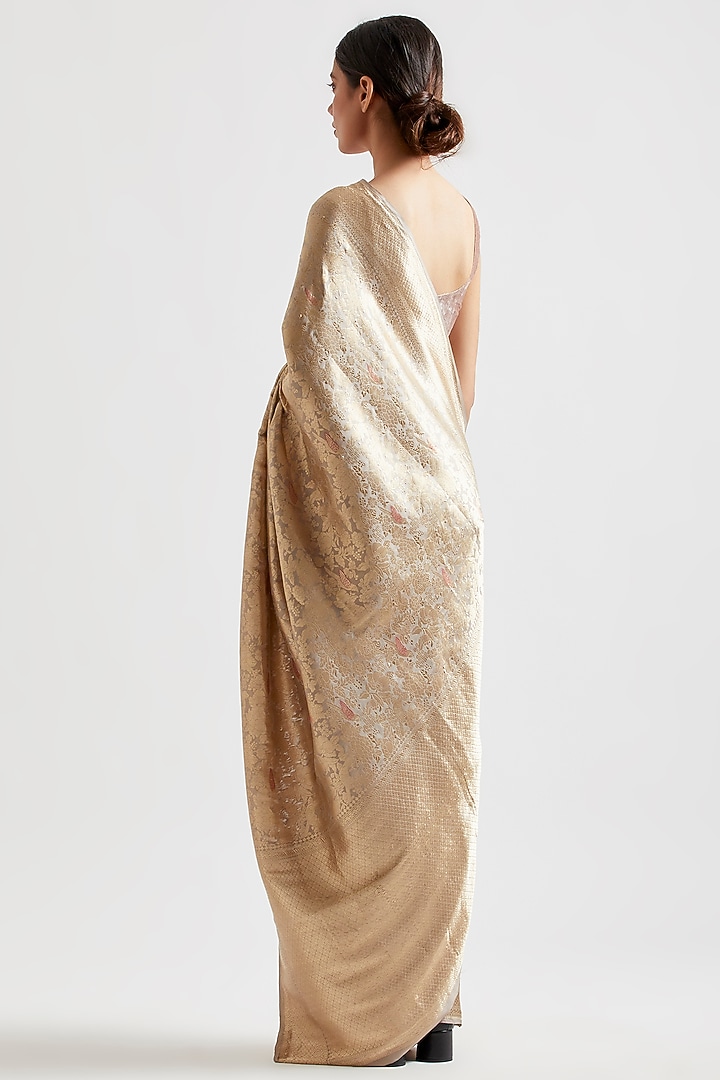 Earth Grey Wedding Saree In Silk by Kshitij Jalori at Pernia's Pop Up Shop