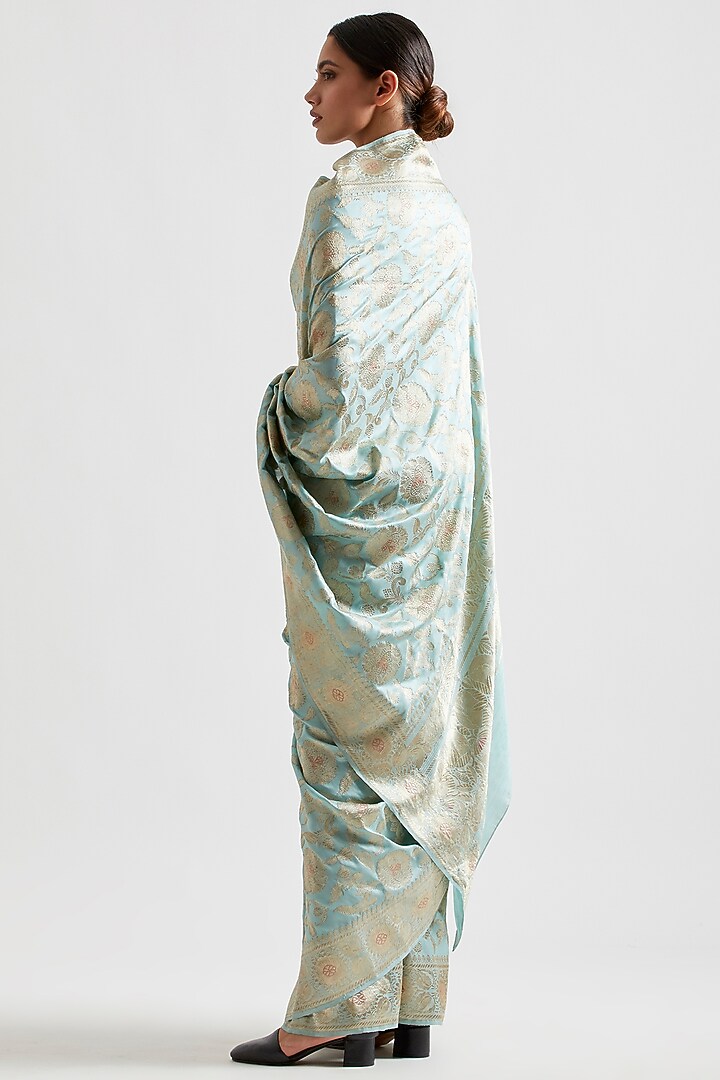 Mint Silk Jaal Work Reception Saree by Kshitij Jalori at Pernia's Pop Up Shop