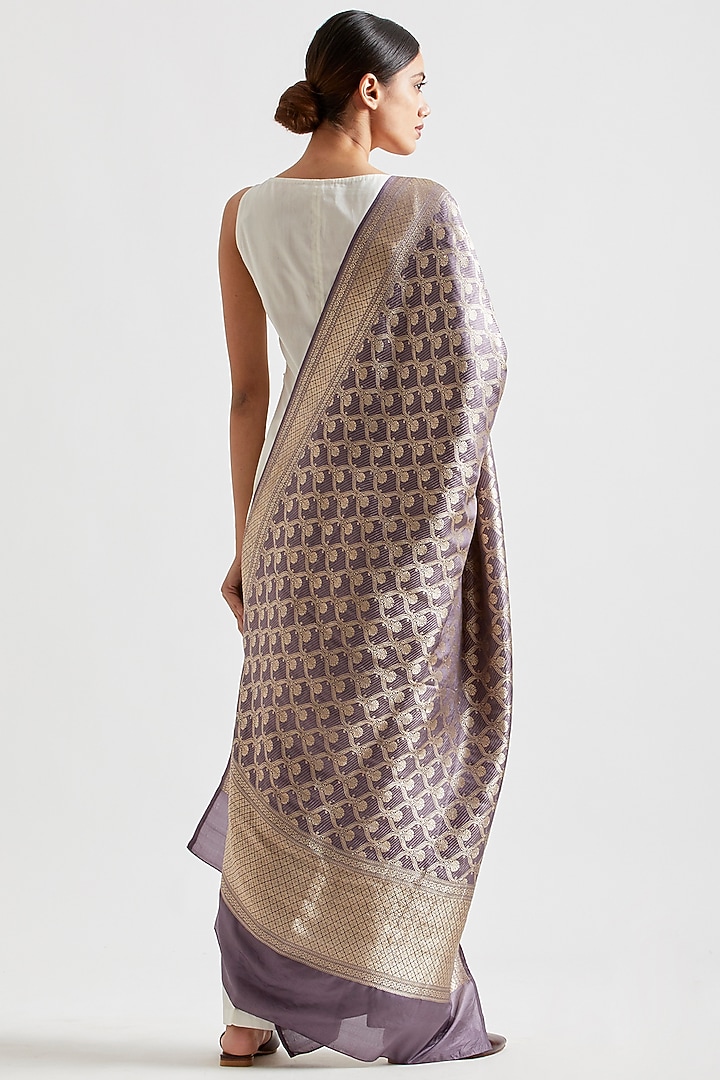 Charcoal Silk Dupatta by Kshitij Jalori at Pernia's Pop Up Shop