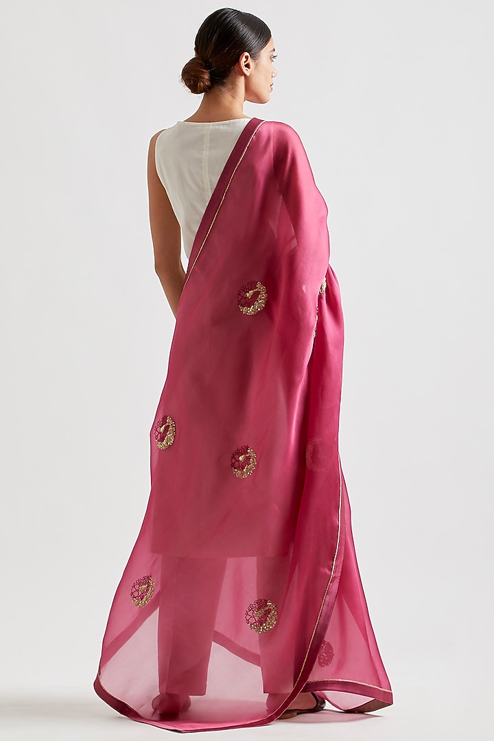 Pale Pink Organza Dupatta by Kshitij Jalori at Pernia's Pop Up Shop