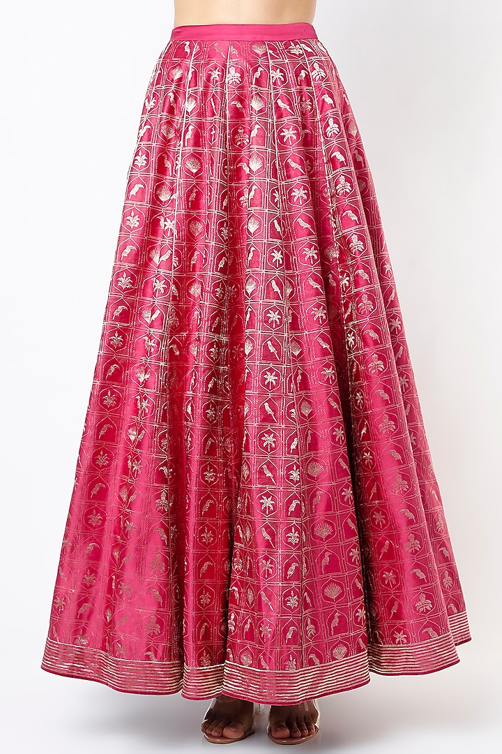 Dark Pink Silk Brocade Bridal Lehenga Set by Kshitij Jalori at Pernia's Pop Up Shop