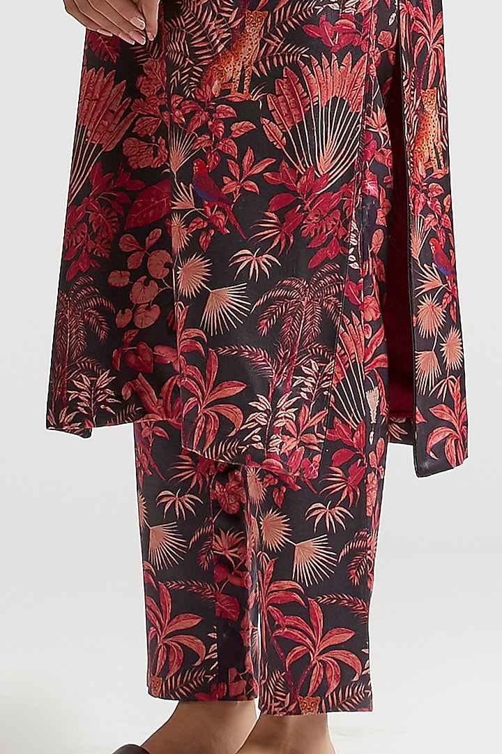 Charcoal Grey Kurta Set With Print by Kshitij Jalori at Pernia's Pop Up Shop