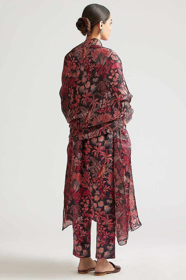 Charcoal Grey Silk Satin Crepe Kurta Set by Kshitij Jalori at Pernia's Pop Up Shop