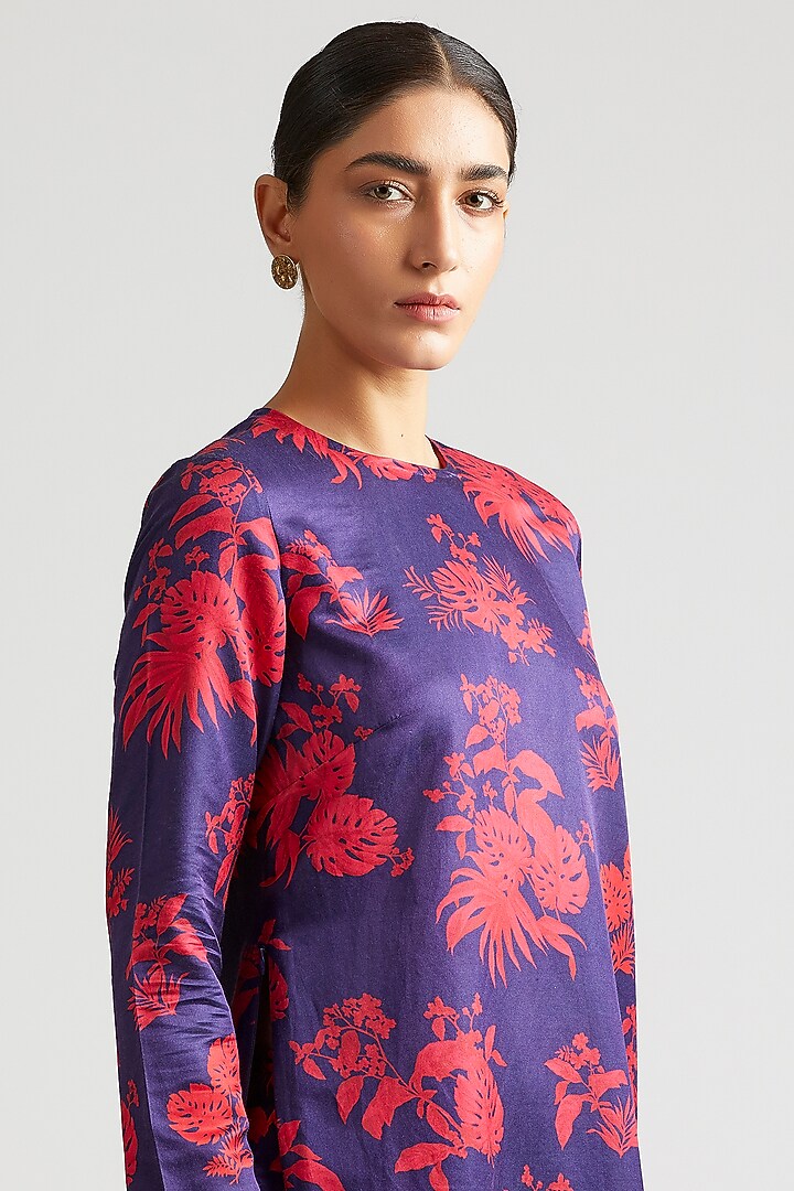 Sapphire Blue Printed Kurta Set by Kshitij Jalori at Pernia's Pop Up Shop