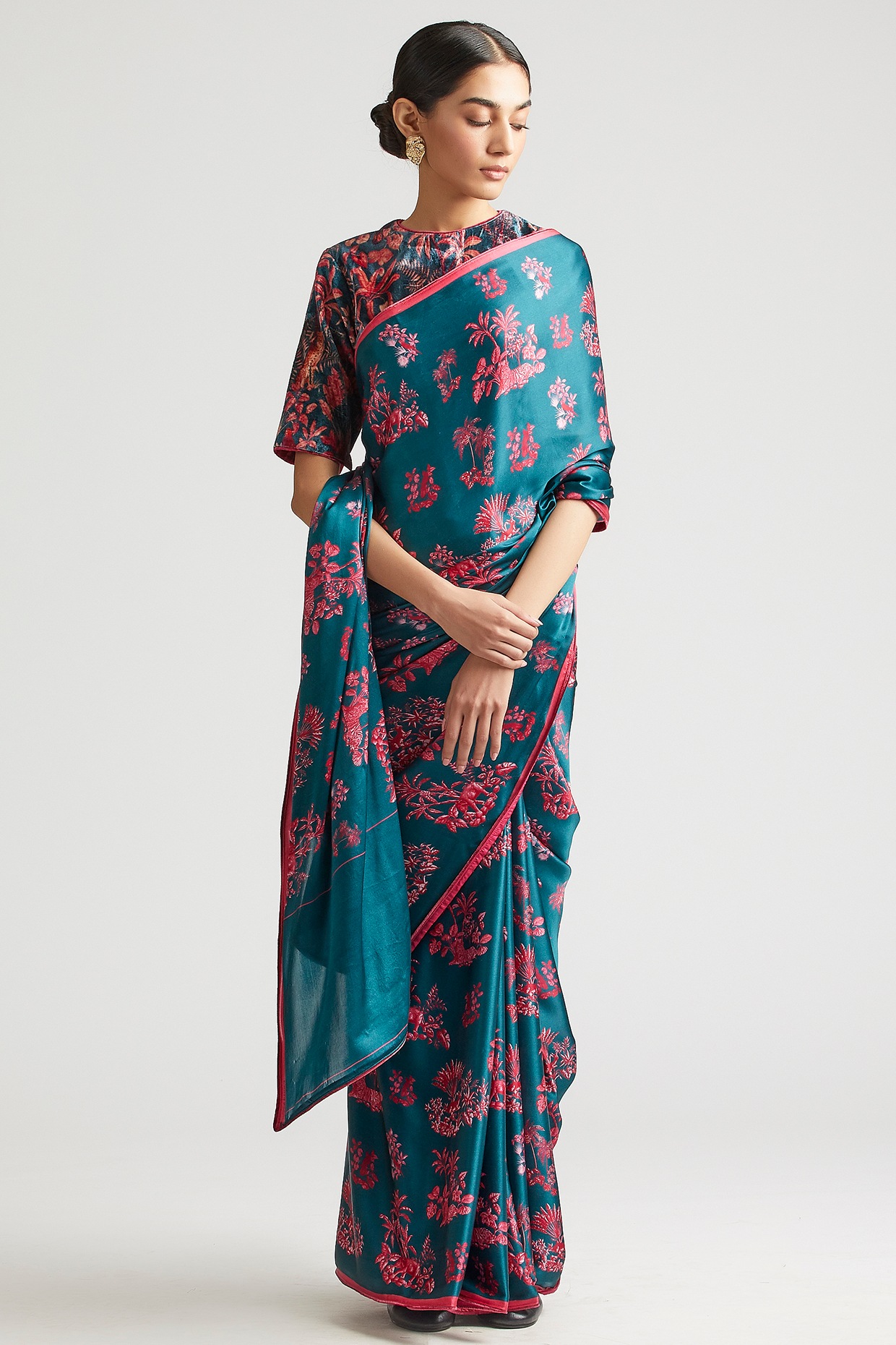 Capital Blue Printed Saree Design by 