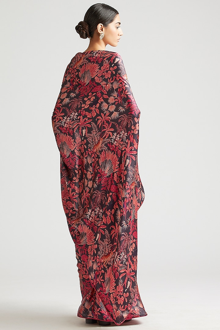 Charcoal Grey Printed Party Wear Saree by Kshitij Jalori at Pernia's Pop Up Shop