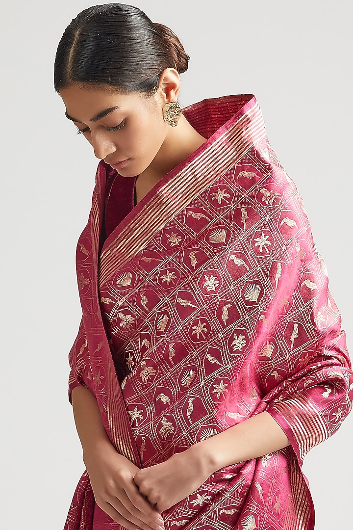 Mulberry Silk Brocade Wedding Saree by Kshitij Jalori at Pernia's Pop Up Shop