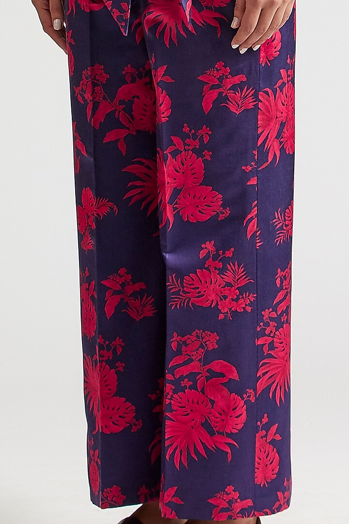 Spectrum Blue Printed Pant Set by Kshitij Jalori at Pernia's Pop Up Shop