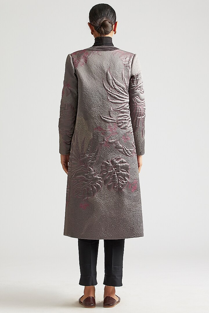 Shadow Grey Embroidered Chapan Jacket by Kshitij Jalori at Pernia's Pop Up Shop
