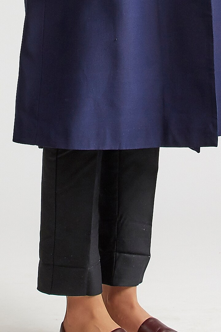 Medieval Blue Zardosi Embroidered Trench Jacket by Kshitij Jalori at Pernia's Pop Up Shop