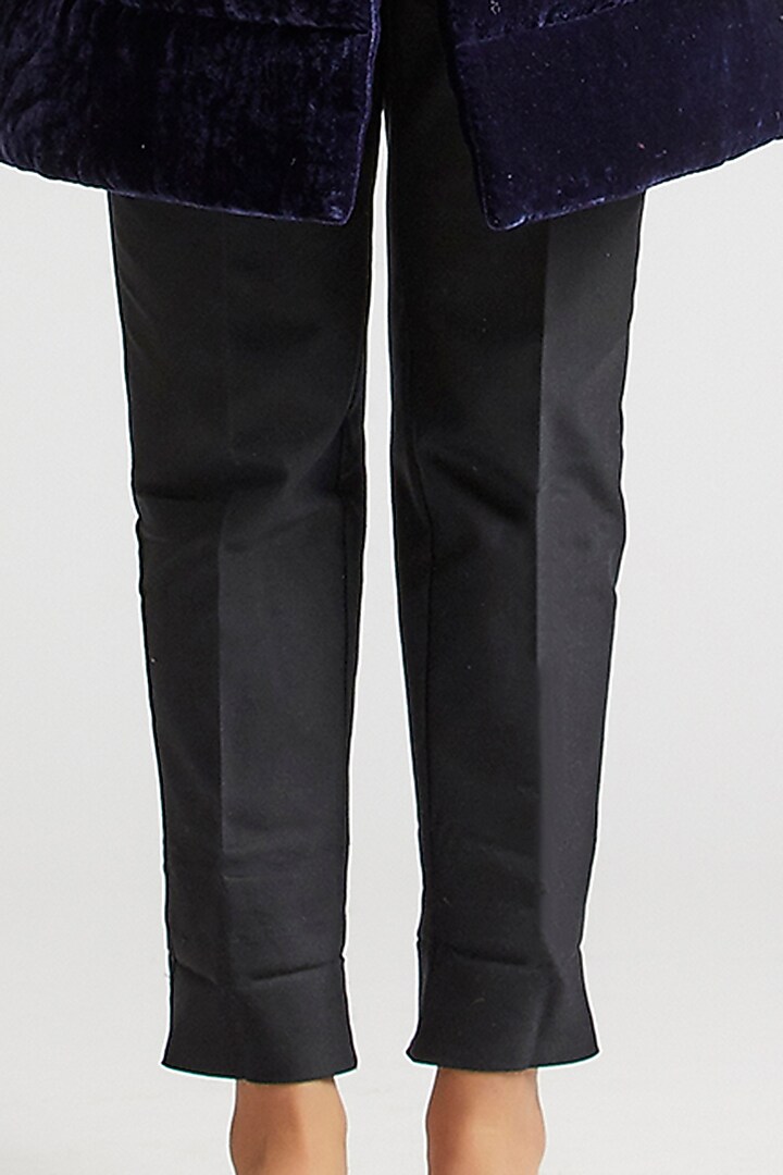 Dark Navy Blue Zardosi Embroidered Puffer Jacket by Kshitij Jalori at Pernia's Pop Up Shop
