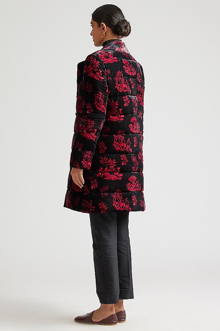 Black Printed Puffer Jacket by Kshitij Jalori at Pernia's Pop Up Shop