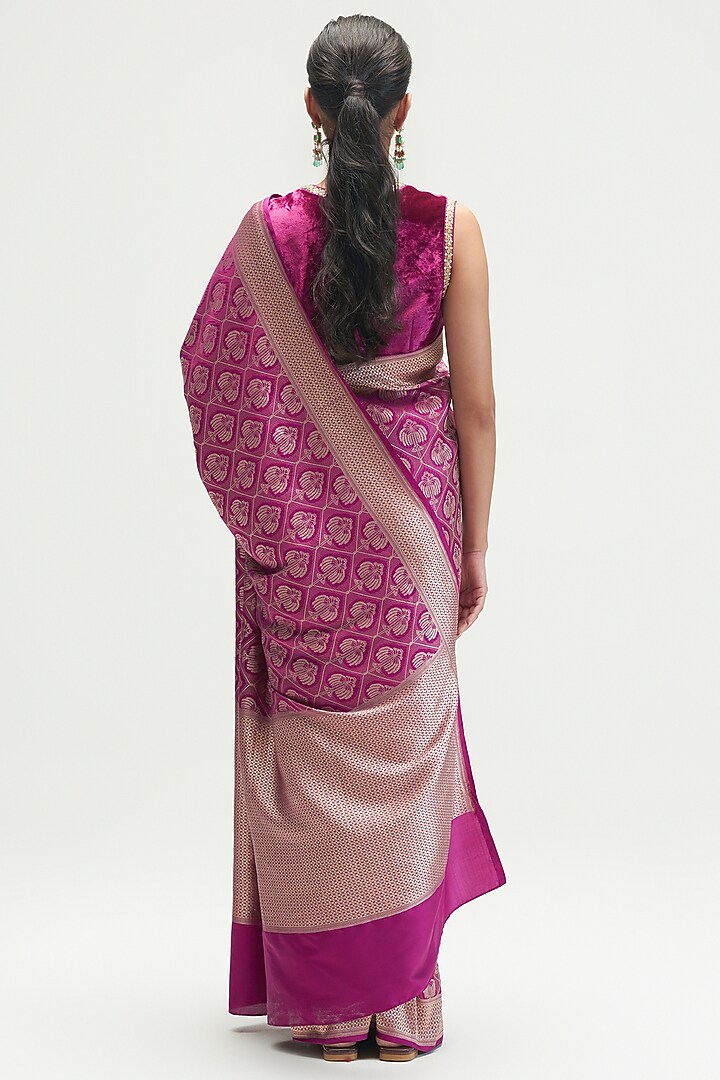 Amethyst Silk Brocade Wedding Saree by Kshitij Jalori at Pernia's Pop Up Shop