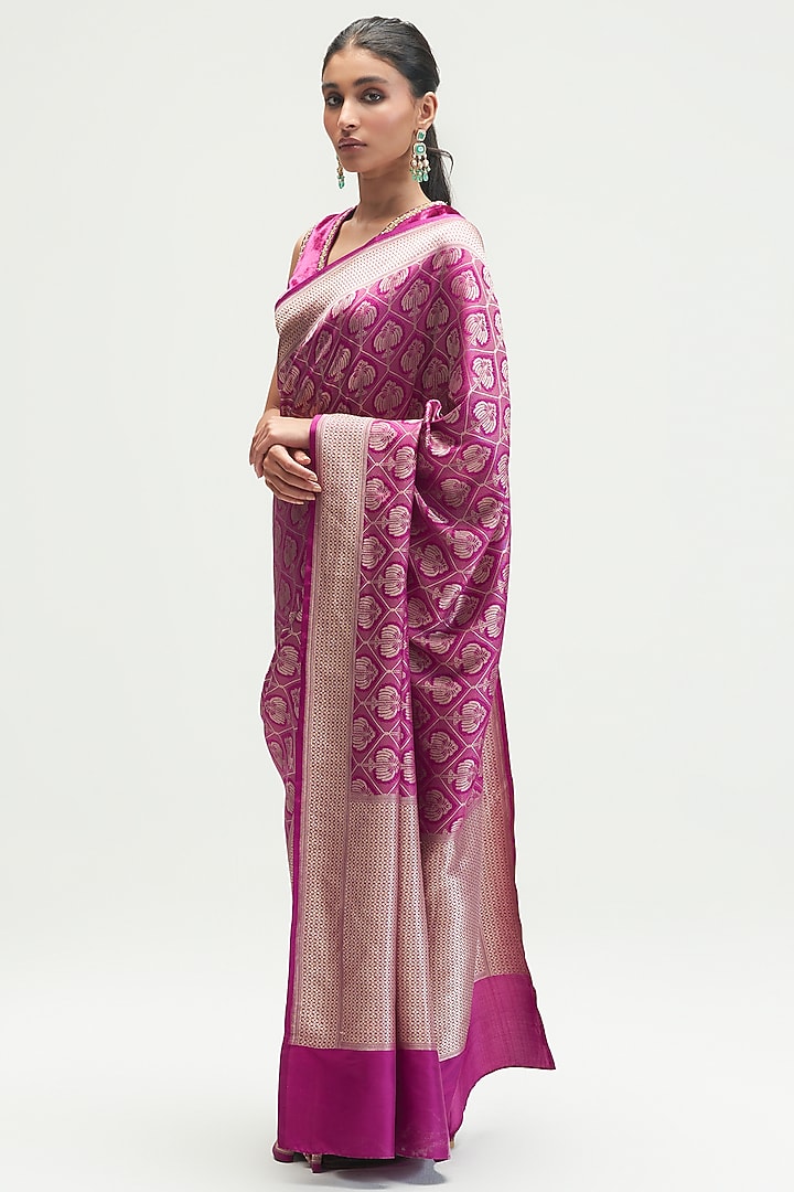 Amethyst Silk Brocade Wedding Saree by Kshitij Jalori at Pernia's Pop Up Shop