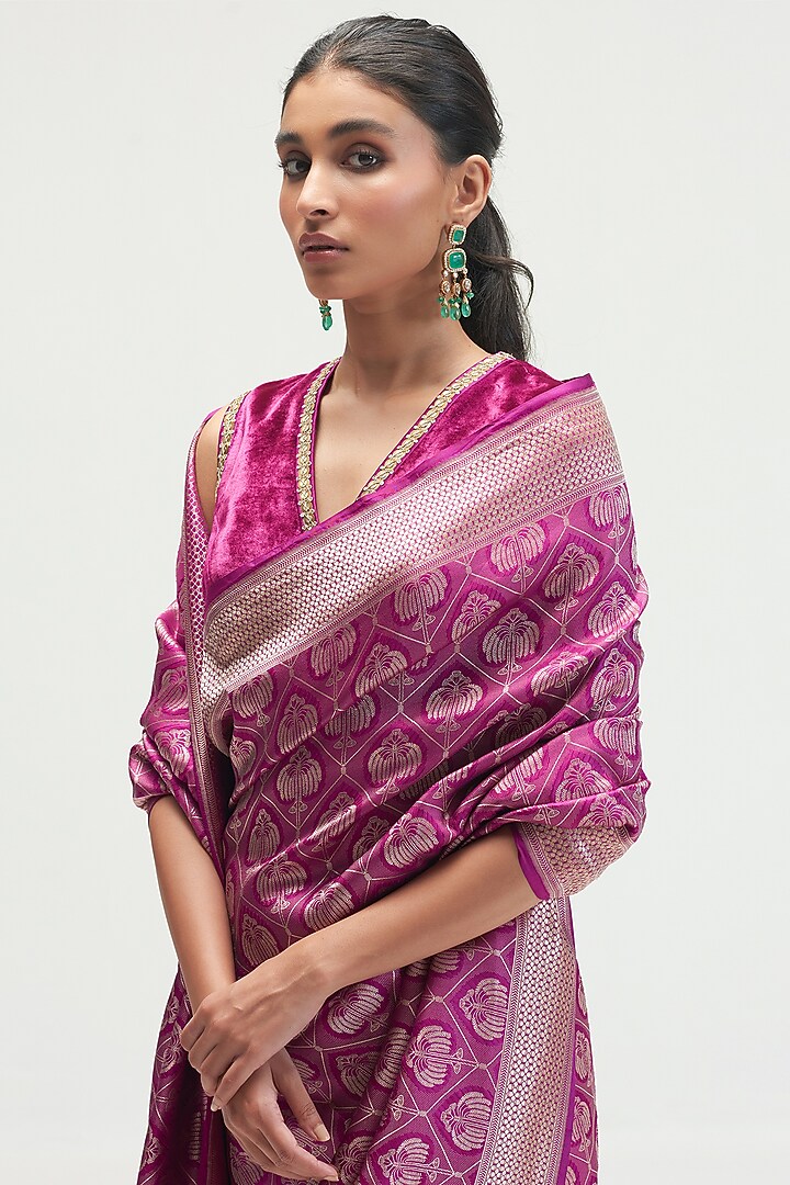 Amethyst Silk Brocade Wedding Saree by Kshitij Jalori at Pernia's Pop Up Shop